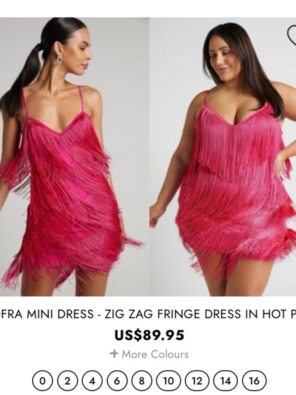 Showpo Hot Pink Fringe Mini Dress | Size 12 - Picture 4 of 5